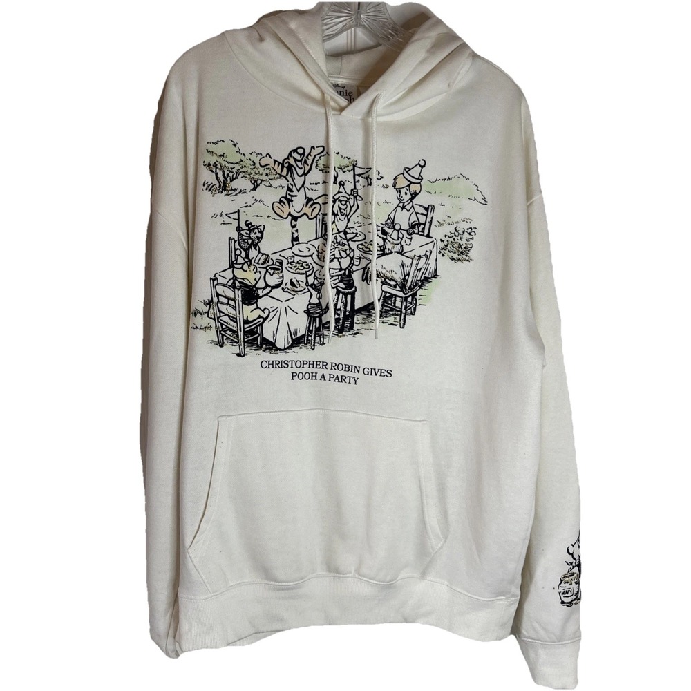 NWOT Disney XL Hoodie Sweatshirt Christopher Robin Pooh Party‎ Cream